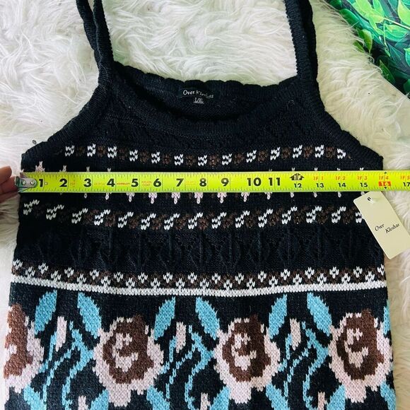 Vintage style / crotchet style black floral boho casual tank top L/ XL - Picture 3 of 9